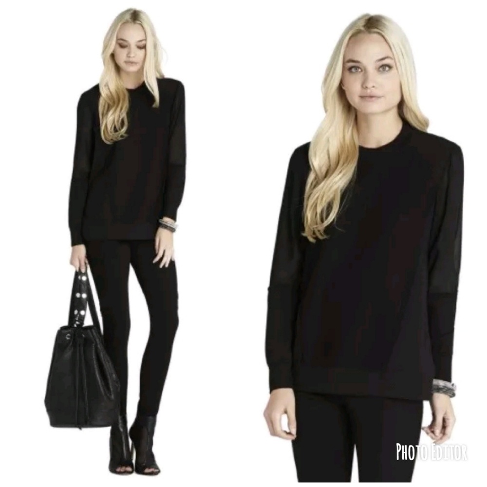 New Bcbgeneration BCBG Mesh Panel Pullover